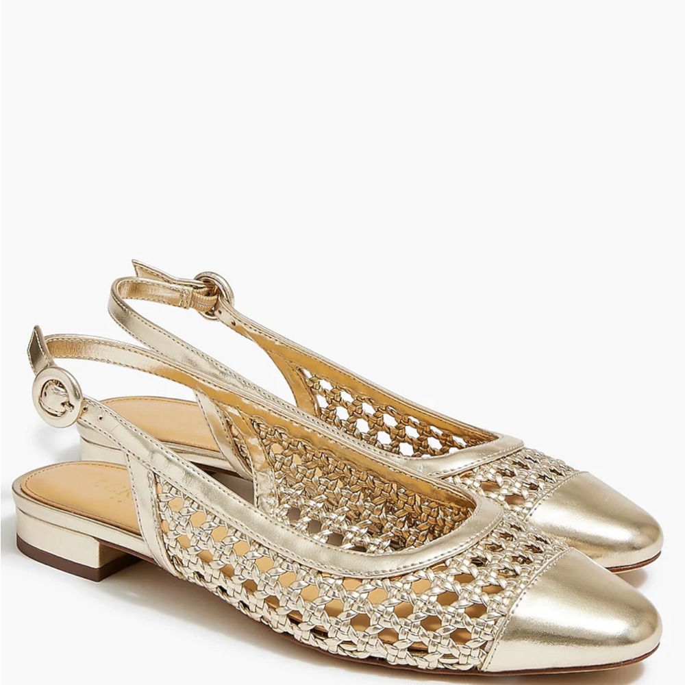 J. Crew Gold Sling backs